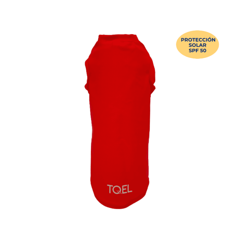 Camiseta roja protección solar perros