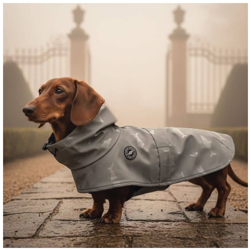 Chubasquero gris para perros pequeños