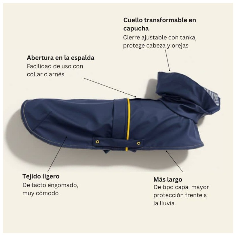 Chubasquero marinero para perros Tintin Blue