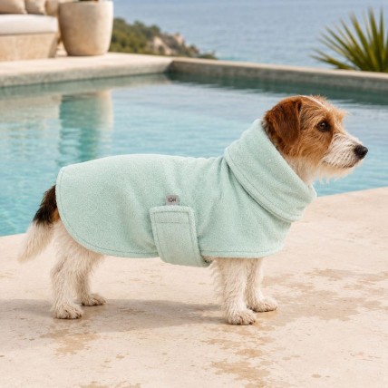 Albornoz verde mint para perro pequeño