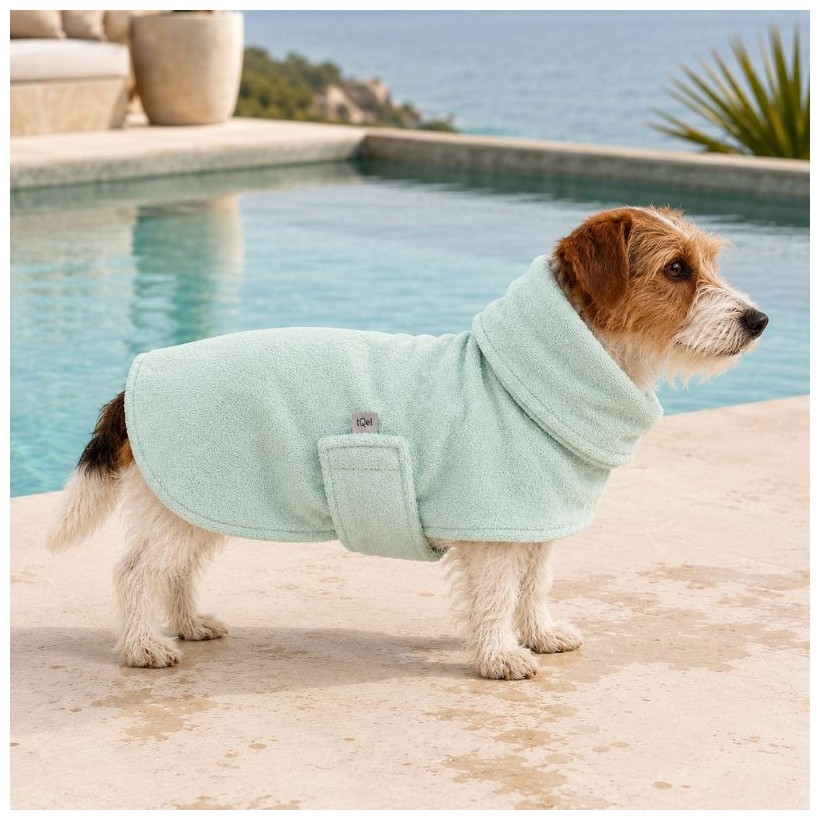 Albornoz verde mint para perro pequeño