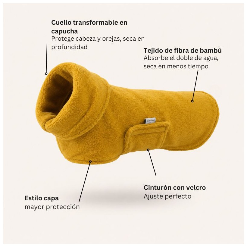 Albornoz mostaza para perros