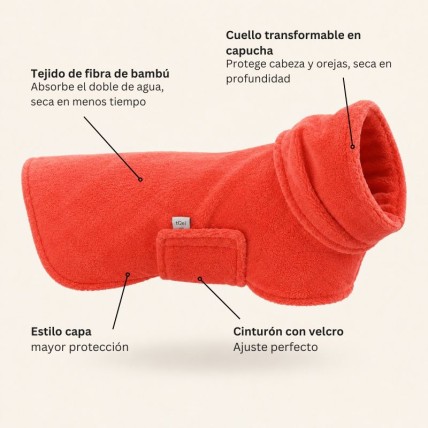 Albornoz rojo para perros