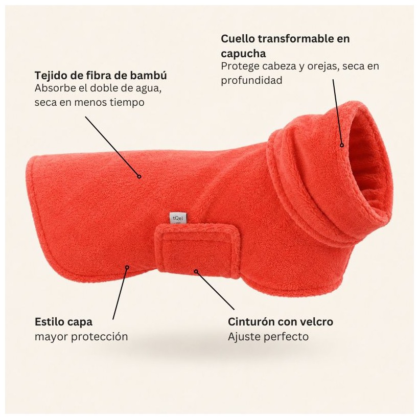 Albornoz rojo para perros