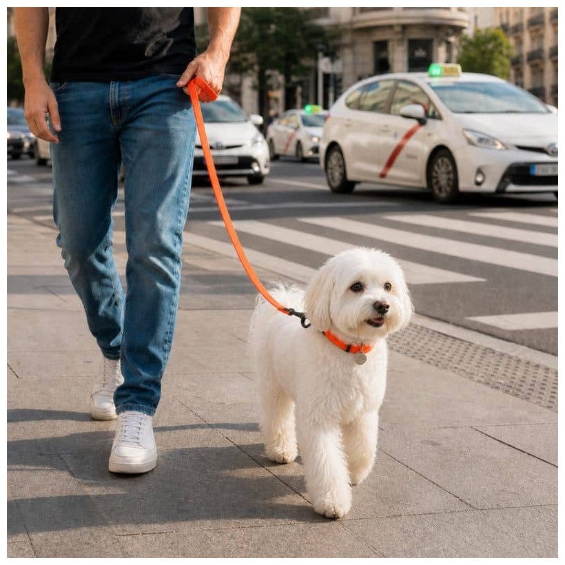 correa naranja reflectante para perros