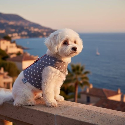 Arnés de verano Stars Grey para bichón