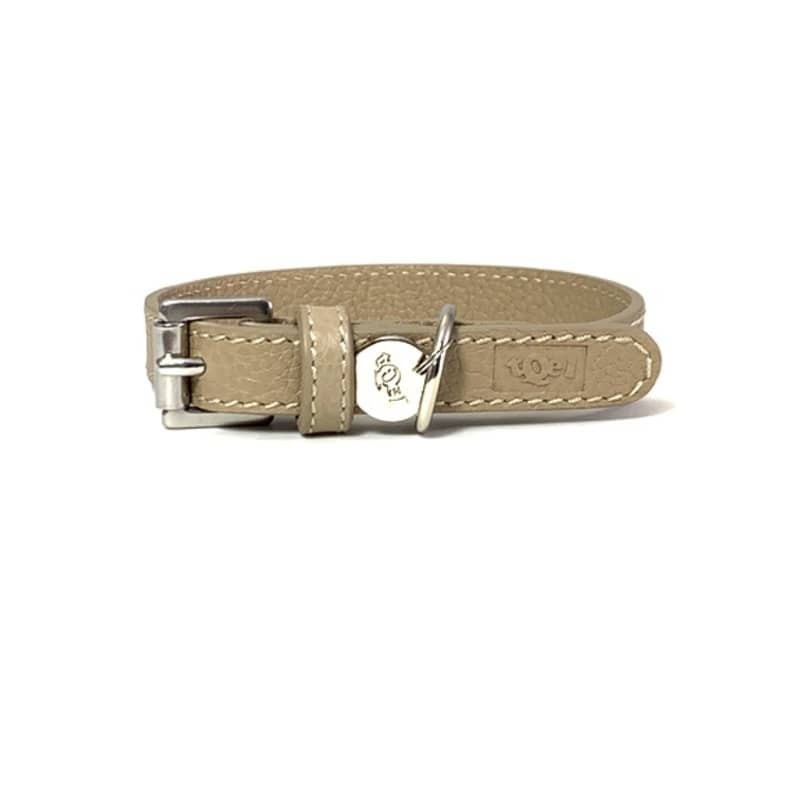 Taupe leather dog collar