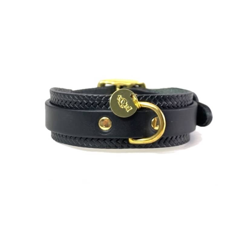 Galant Black leather dog collar