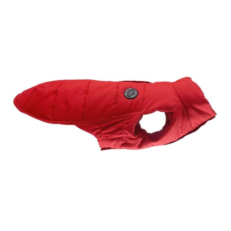 Artic Red eco puffer dog coat